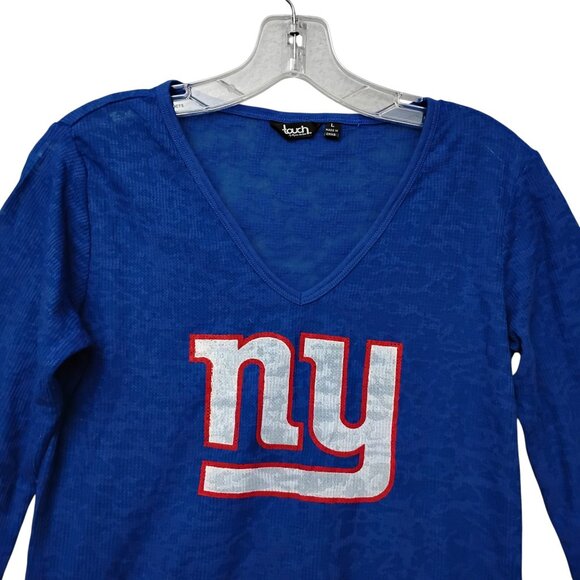 Touch by Alyssa Milano New York Giants V-Neck Acid Wash Thermal Tee Size L Blue - Picture 5 of 12